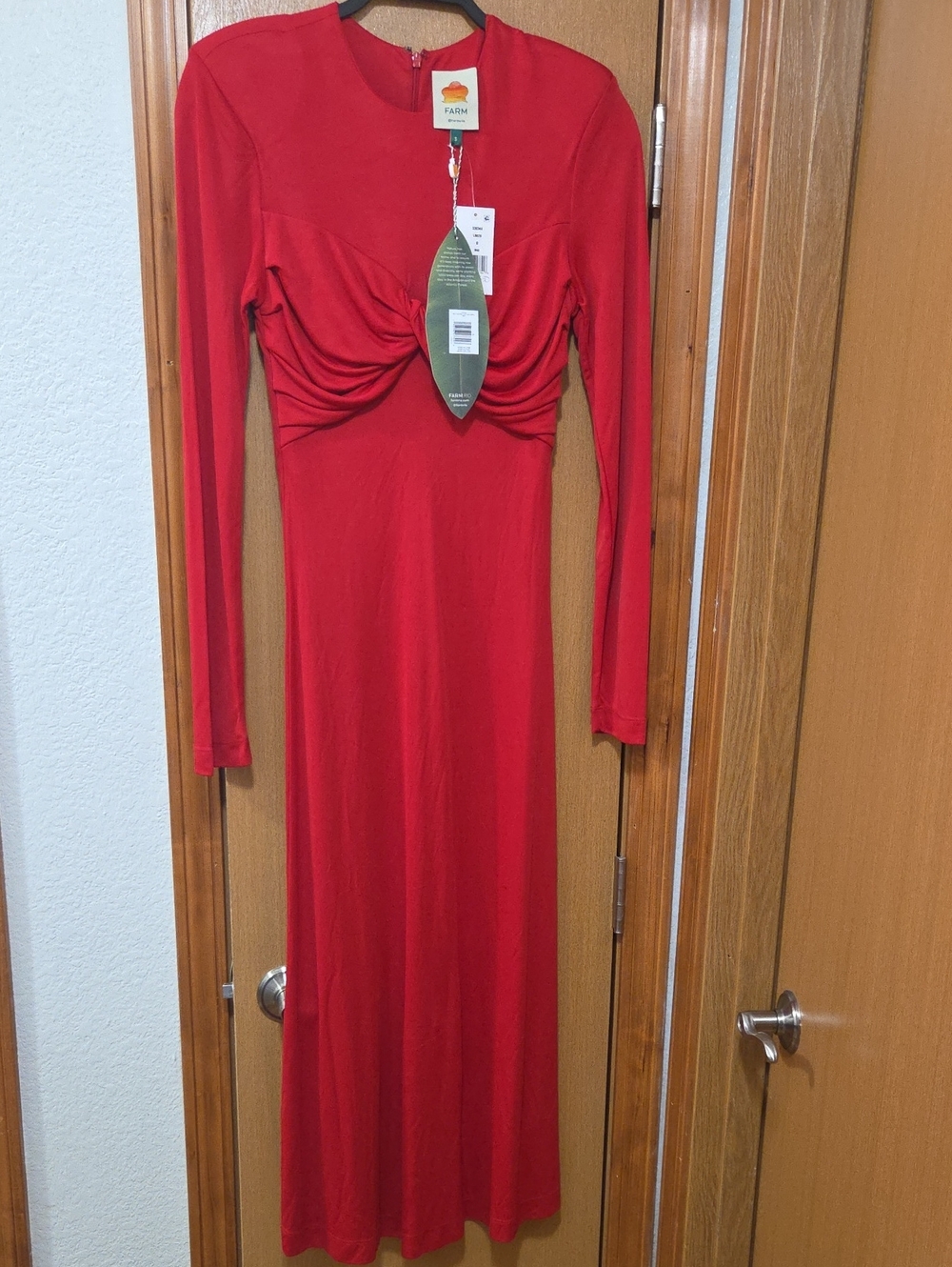 Farm Rio Red Long Sleeve Maxi Dress